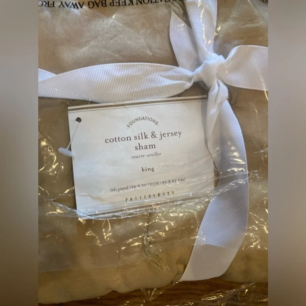 Pottery Barn Camel Brown Cotton Silk Jersey King Pillow Cover Sham New‎